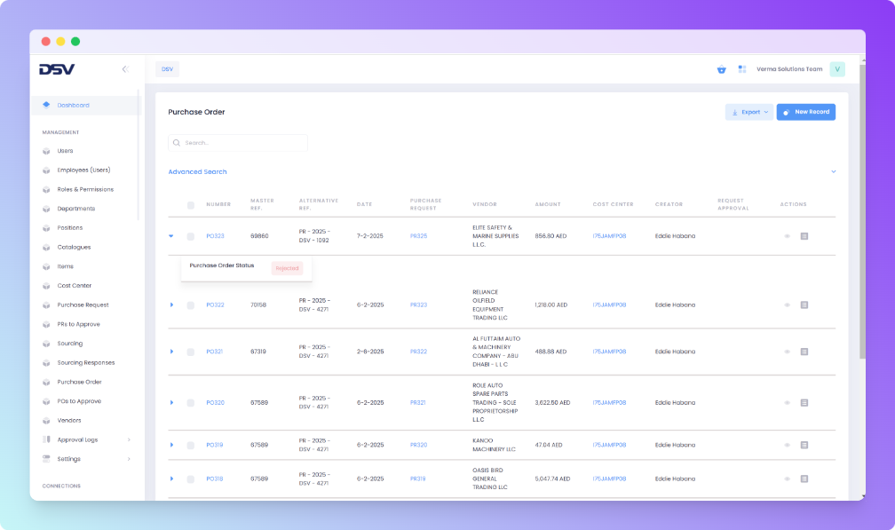 eprocurement system source code generation entreprise application deep automation